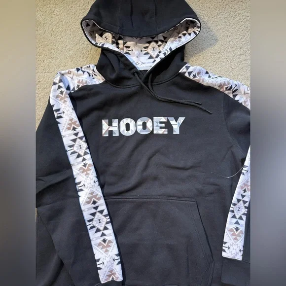 Hooey Black Hoodie with Geometric Accents - Picture 2 of 5
